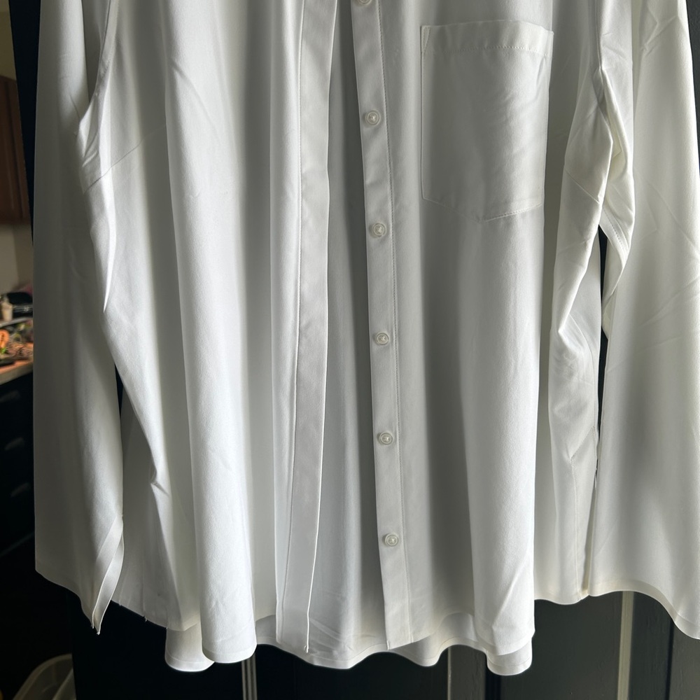 Athleta White Collared Button-Up Blouse - Picture 5 of 6